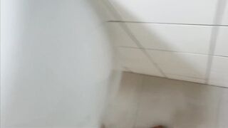 Straight guy jerking off in public toilet