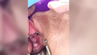 First time cervix play pee hole teasing with speculum