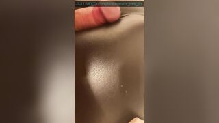 Cock grinding, dry humping, and cum on leather pants ass