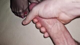 Cum on pearl france toenails in black nylon