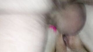 my girlfriend's orgasm from a vibrator in her pussy and from a dick in her ass.