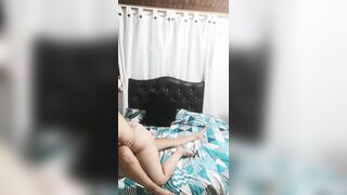 I kiss the tits of a beautiful blonde in my room and we fuck in scissors