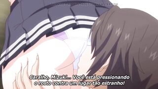 Hentai girl in school uniform almost got caught having sex in school room and bathroom and had orgasm green hair, skirt, pink panties