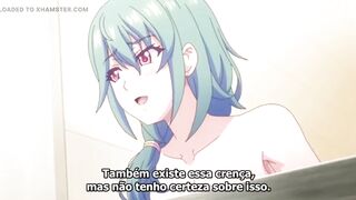 Hentai girl in school uniform almost got caught having sex in school room and bathroom and had orgasm green hair, skirt, pink panties