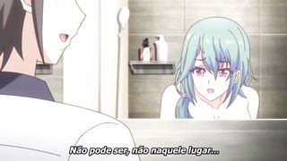 Hentai girl in school uniform almost got caught having sex in school room and bathroom and had orgasm green hair, skirt, pink panties