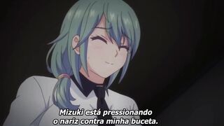 Hentai girl in school uniform almost got caught having sex in school room and bathroom and had orgasm green hair, skirt, pink panties