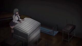 Hentai girl in school uniform almost got caught having sex in school room and bathroom and had orgasm green hair, skirt, pink panties